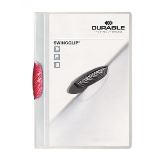 Gyorsfűző, klipes, A4, DURABLE "Swingclip® 30", rózsaszín