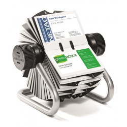 Névjegykártyatartó, fém, 400 db-os, forgatható, fekvő, DURABLE, "VISIFIX®", ezüst