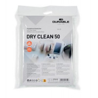 Tisztítókendő, képernyőhöz, 50 db, DURABLE "DRY CLEAN 50", fehér