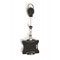 Azonosítókártya-tartó, kihúzható, karabineres, DURABLE "Extra strong", kártyatartóval, fekete Azonosítókártya-tartó, kihúzható, karabineres, DURABLE "Extra strong", kártyatartóval, fekete