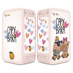 Tolltartó, töltött, 3 emeletes, cipzáras, "Gimboo", rózsaszín, kapibara