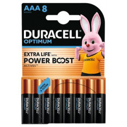 Elem, AAA mikro, 8 db, műanyagmentes, DURACELL "Optimum" Elem, AAA mikro, 8 db, műanyagmentes, DURACELL "Optimum"