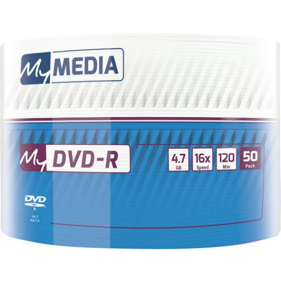 DVD-R lemez, 4,7 GB, 16x, 50 db, zsugor csomagolás, MYMEDIA