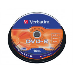 DVD-R lemez, AZO, 4,7GB, 16x, 10 db, hengeren, VERBATIM DVD-R lemez, AZO, 4,7GB, 16x, 10 db, hengeren, VERBATIM