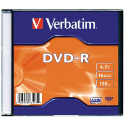 DVD-R lemez, AZO, 4,7GB, 16x, 1 db, vékony tok, VERBATIM DVD-R lemez, AZO, 4,7GB, 16x, 1 db, vékony tok, VERBATIM