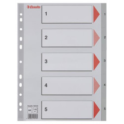 Regiszter, műanyag, A4, 1-5, ESSELTE, szürke
