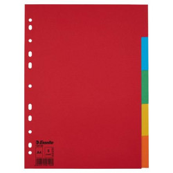 Regiszter, karton, A4, 5 részes, ESSELTE "Economy", színes