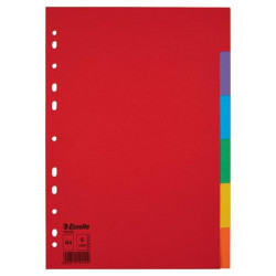Regiszter, karton, A4, 6 részes, ESSELTE "Economy", színes