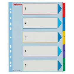 Regiszter, laminált karton, A4 maxi, 1-5, újraírható, ESSELTE