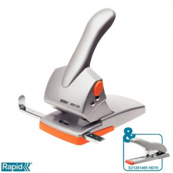 Lyukasztó, nagyteljesítményű, kétlyukú, 65 lap, RAPID "HDC65 Fashion", ezüst/narancssárga Lyukasztó, nagyteljesítményű, kétlyukú, 65 lap, RAPID "HDC65 Fashion", ezüst/narancssárga