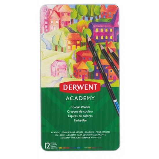 Színes ceruza készlet, DERWENT "Academy", 12 különböző szín