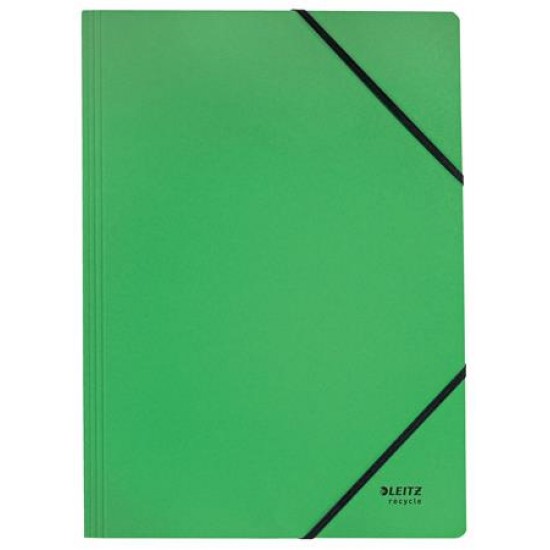 Gumis mappa, karton, A4, LEITZ "Recycle", zöld