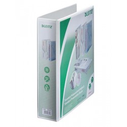 Gyűrűs könyv, panorámás, 4 gyűrű, D alakú, 77 mm, A4 Maxi, PP, LEITZ, fehér Gyűrűs könyv, panorámás, 4 gyűrű, D alakú, 77 mm, A4 Maxi, PP, LEITZ, fehér