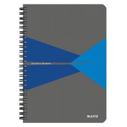 Spirálfüzet, A5, vonalas, 90 lap, PP borító, LEITZ "Office", szürke-kék