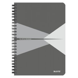 Spirálfüzet, A5, vonalas, 90 lap, PP borító, LEITZ "Office", szürke