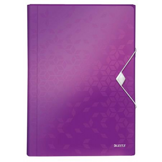 Harmonikamappa, A4, PP, 6 rekeszes, LEITZ "Wow", lila