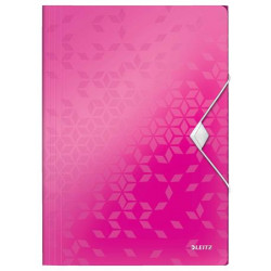 Gumis mappa, PP, A4, LEITZ "Wow", rózsaszín