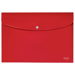 Irattartó tasak, A4, PP, patentos, LEITZ "Recycle", piros