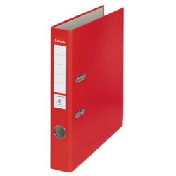 Iratrendező, 50 mm, A4, PP/karton, élvédő sínnel, ESSELTE "Economy", piros
