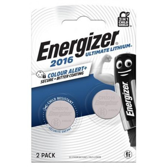 Gombelem, CR2016, 2 db, színjelző, ENERGIZER "Ultimate Lítium Performance"