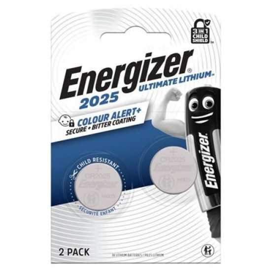 Gombelem, CR2025, 2 db, színjelző, ENERGIZER "Ultimate Lítium Performance"