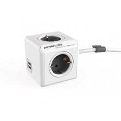 Elosztó, 4 aljzat, 2 USB csatlakozó, 1,5 m kábelhosszúság, ALLOCACOC "PowerCube Extended USB DE", fehér-szürke Elosztó, 4 aljzat, 2 USB csatlakozó, 1,5 m kábelhosszúság, ALLOCACOC "PowerCube Extended USB DE", fehér-szürke