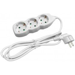 Elosztósor, 3 aljzat, 3 m, ENTAC, fehér