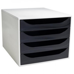 Irattároló, műanyag, 4 fiókos, EXACOMPTA "Ecobox Office", szürke-fekete