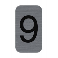 Információs tábla, öntapadó, 2,5x4,4 cm, alumíniumhatású, EXACOMPTA, 9-es