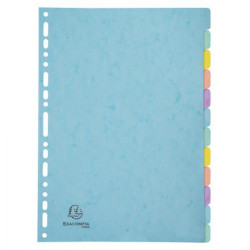 Regiszter, karton, A4, 12 részes, EXACOMPTA "Aquarel"