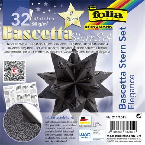 Bascetta csillag készlet, 14,5x14,5 cm, 90 g, 32 lap, FOLIA, fekete-vadvilág Bascetta csillag készlet, 14,5x14,5 cm, 90 g, 32 lap, FOLIA, fekete-vadvilág