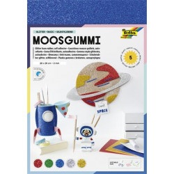 Moosgumi, öntapadó, csillámos, 20x29 cm, 5 lap, FOLIA "Basic", 5 különböző szín
