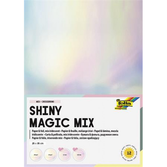 Dekorkarton szett fóliával, irizáló, 25x35 cm, 6+6 lap, FOLIA