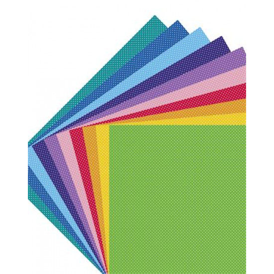 Dekorkarton, 2 oldalas, 50x70 cm, 300 g, 10 lap, FOLIA "Dots Small", pöttyös, 10 különböző szín