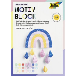 Dekorkarton, 2 oldalas, 24x34 cm, 270 g, 20 lap, FOLIA "Basic Rainbow", 20 különböző minta