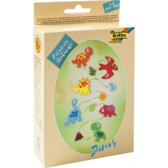 Kreatív mini filc varrókészlet, girland, FOLIA, dinoszaurusz