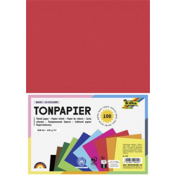 Színes papír, A4, 130 g, 100 lap, FOLIA, vegyes színek