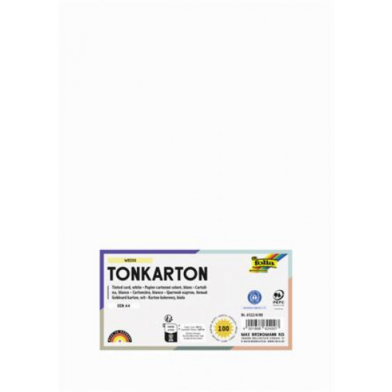 Dekorkarton, 2 oldalas, A4, 220 g, 100 lap, FOLIA, fehér Dekorkarton, 2 oldalas, A4, 220 g, 100 lap, FOLIA, fehér