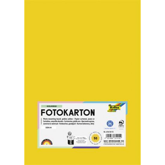 Dekorkarton, A4, 300 g, 50 lap, FOLIA, aranysárga