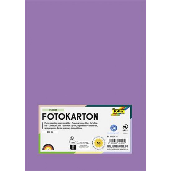 Dekorkarton, A4, 300 g, 50 lap, FOLIA, sötét orgonalila