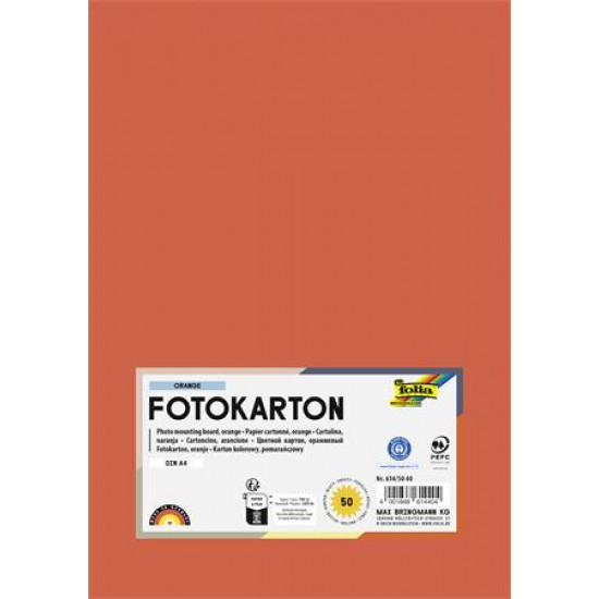 Dekorkarton, A4, 300 g, 50 lap, FOLIA, narancs Dekorkarton, A4, 300 g, 50 lap, FOLIA, narancs