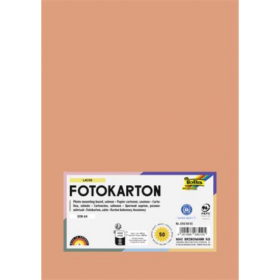 Dekorkarton, A4, 300 g, 50 lap, FOLIA, lazacszínű