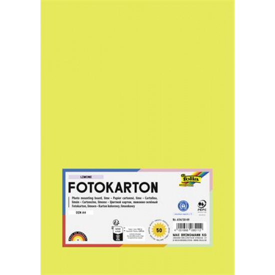 Dekorkarton, A4, 300 g, 50 lap, FOLIA, limezöld Dekorkarton, A4, 300 g, 50 lap, FOLIA, limezöld