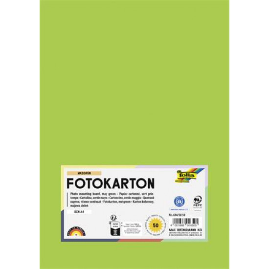 Dekorkarton, A4, 300 g, 50 lap, FOLIA, tavaszzöld