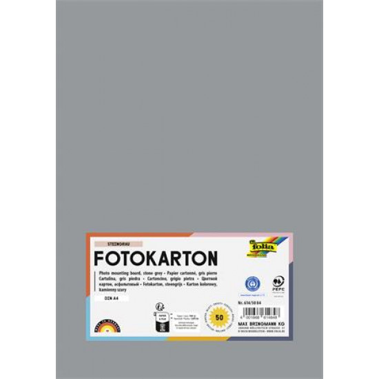 Dekorkarton, A4, 300 g, 50 lap, FOLIA, kőszürke