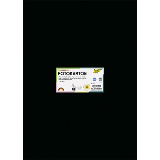 Dekorkarton, 2 oldalas, 50x70 cm, 300 g, 10 lap, FOLIA, fekete