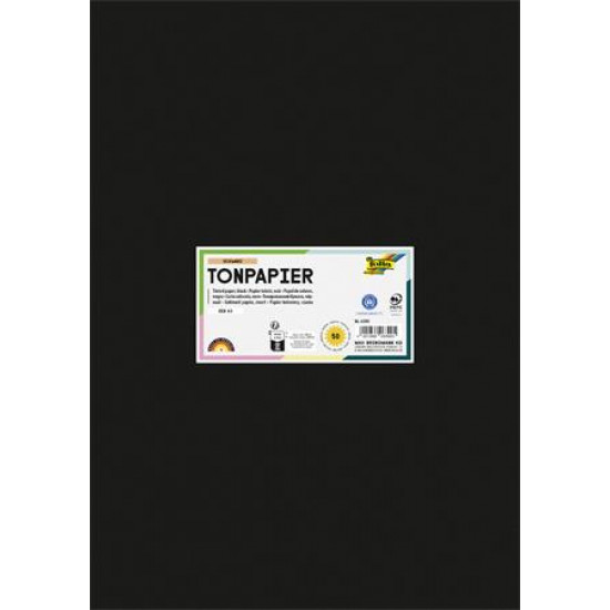 Színes papír, A3, 130 g, 50 lap, FOLIA, fekete