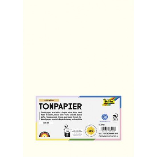 Színes papír, A4, 130 g, 100 lap, FOLIA, gyöngyfehér