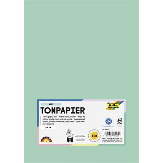 Színes papír, A4, 130 g, 100 lap, FOLIA, menta