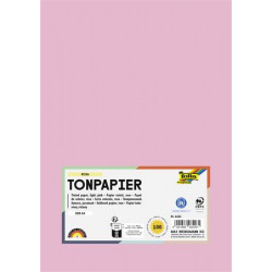Színes papír, A4, 130 g, 100 lap, FOLIA, világos rózsaszín
